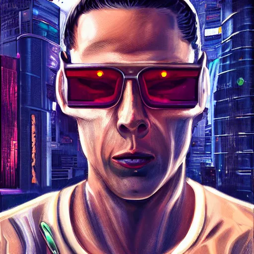 Image similar to portrait of cyberpunk gangster