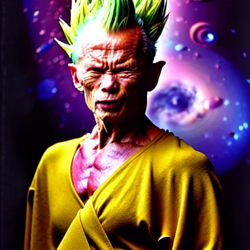 Prompt: uhd photorealisitc candid photo of a cosmic gotenks. hyperdetailed, accurate, studio lighting. correct face. photo by annie leibowitz and steve mccurry