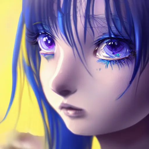 Image similar to a portrait of anime ukrainian blue and yellow girl, crying with eye drops, concept art, trending on artstation, highly detailed, intricate, sharp focus, digital art, 8 k