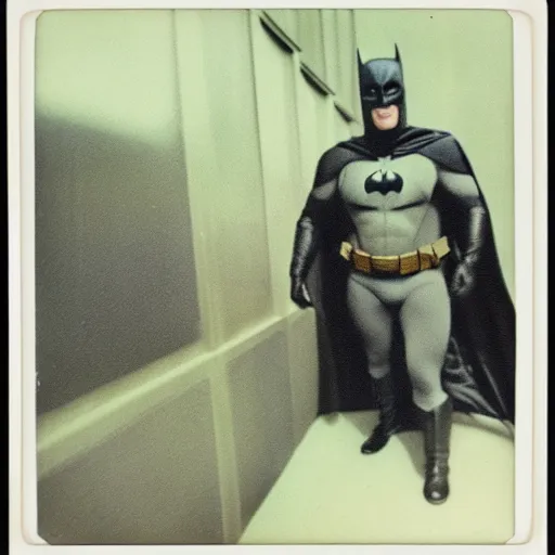 Prompt: polaroid of candid batman by Tarkovsky