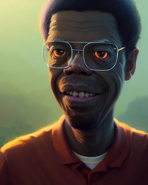 Prompt: highly detailed vfx portrait of phil lamarr by stephen bliss, chalk, unrealengine, greg rutkowski, loish, rhads, beeple, chalk, makoto shinkai and lois van baarle, ilya kuvshinov, rossdraws, tom bagshaw, basil gogos