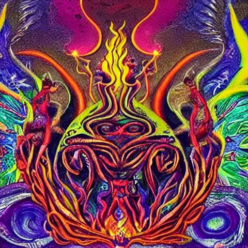 Prompt: The Ayahuasca Spirit , erupting from within