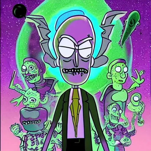 Image similar to alien rick and morty forever and forever a hundred years! g