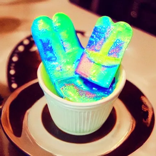 Image similar to “holographic ice cream in the future”