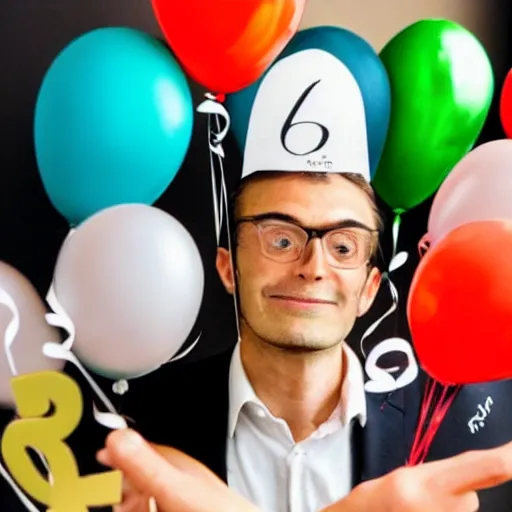 Image similar to photo of a french avocat with birthday balloons