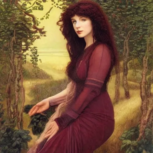 Prompt: stunning pre-Raphaelite portrait of Kate Bush