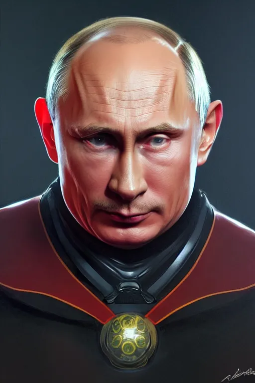 Image similar to vladimir putin as a robotnik dr eggman, realistic portrait, symmetrical, highly detailed, digital painting, artstation, concept art, smooth, sharp focus, illustration, cinematic lighting, art by artgerm and greg rutkowski and alphonse mucha