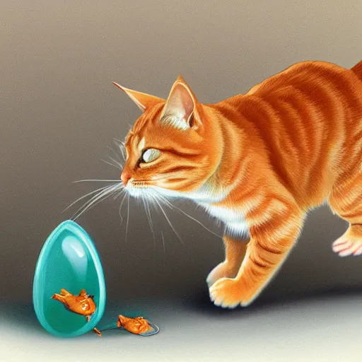 Prompt: orange tabby cat chasing a mouse, illustration, contemporary, realistic, hd