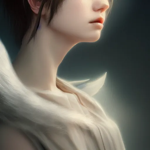 Image similar to portrait of an angel by tsuyoshi nagano, illustration, cinematic lighting, hyperdetailed, 8 k, face enhance, elegant, fantasy, frostbite 3 engine, cryengine, dof, trending on artstation, digital art, crepuscular ray