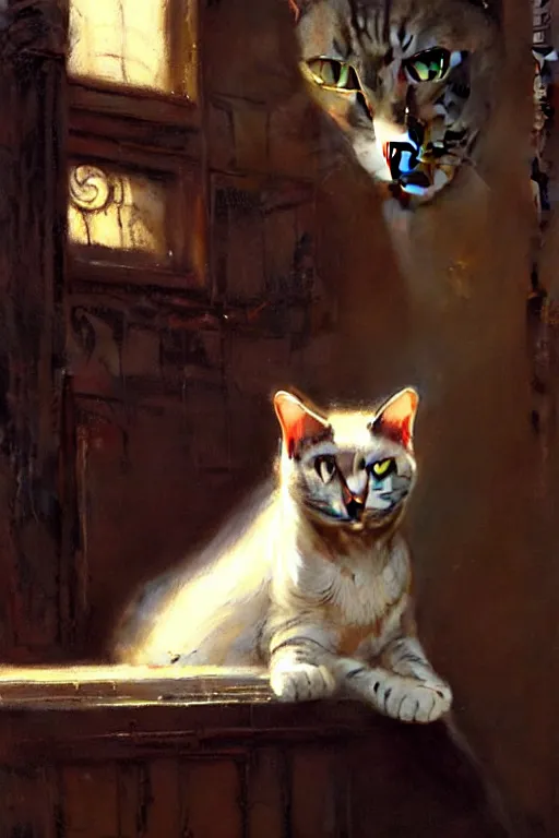 Image similar to a cat by gaston bussiere, bayard wu, greg rutkowski, giger, maxim verehin