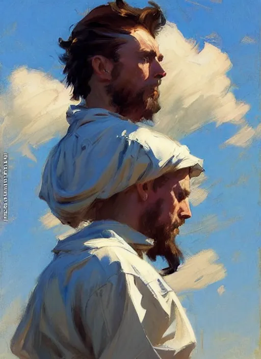 Prompt: Greg Manchess painting of Jules, countryside, calm, fantasy character portrait, dynamic pose, above view, sunny day, thunder clouds in the sky, artwork by Jeremy Lipkin and Giuseppe Dangelico Pino and Michael Garmash and Rob Rey, very coherent asymmetrical artwork, sharp edges, perfect face, simple form, 100mm