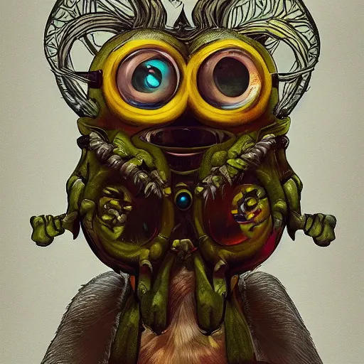 Image similar to Minion with many many many eyes, many wings, Digital Illustration, deviantart, trending on artstation, Angelarium, 4k