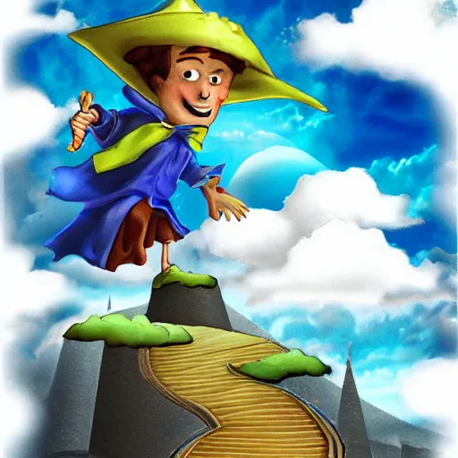 Image similar to wizard riding on cloud