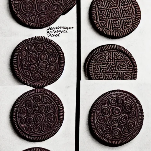 Image similar to detailed design drawings of how to build an oreo cookie