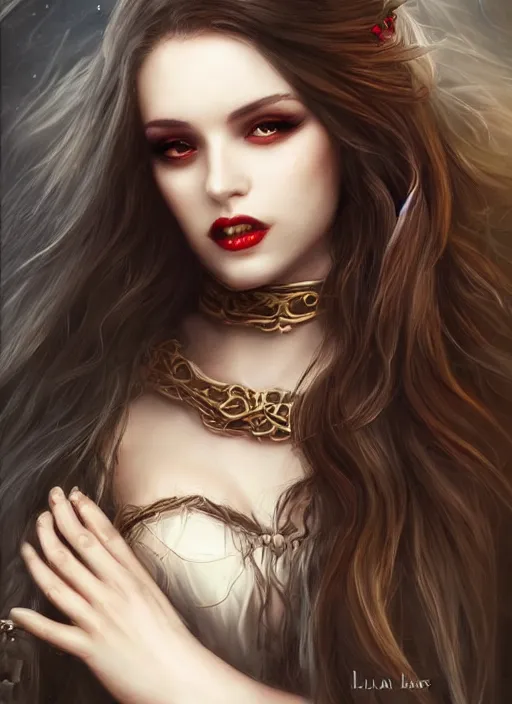 Image similar to a beautiful woman vampire queen, 8 k, sensual, hyperrealistic, hyperdetailed, beautiful face, long hair windy, dark fantasy, fantasy portrait by laura sava