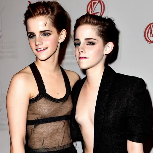 Prompt: Emma Watson and Kristen Stewart posing as each other