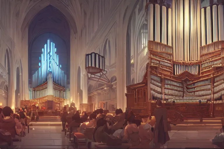 Image similar to hermeneutic pipe organ, single subject, scenic full shot, ambient lighting, detailed face, by makoto shinkai, stanley artgerm lau, wlop, rossdraws