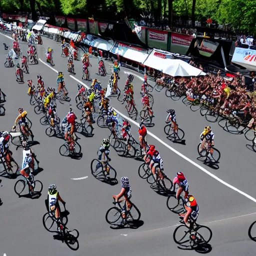 Prompt: Photo of the Tour de France, but all the bicycles are invisible