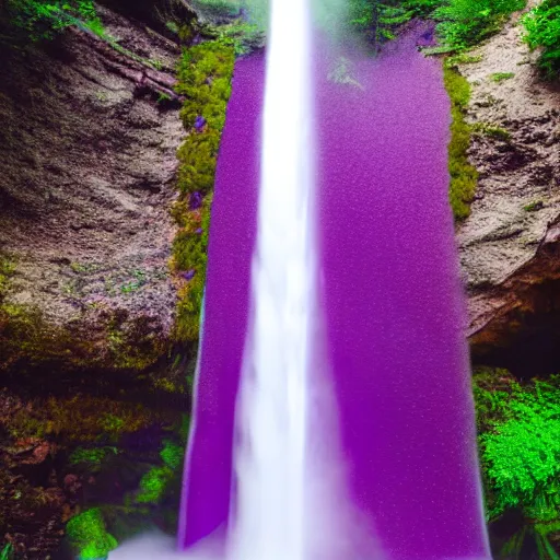 Image similar to photo of a real-life purple fjord waterfall