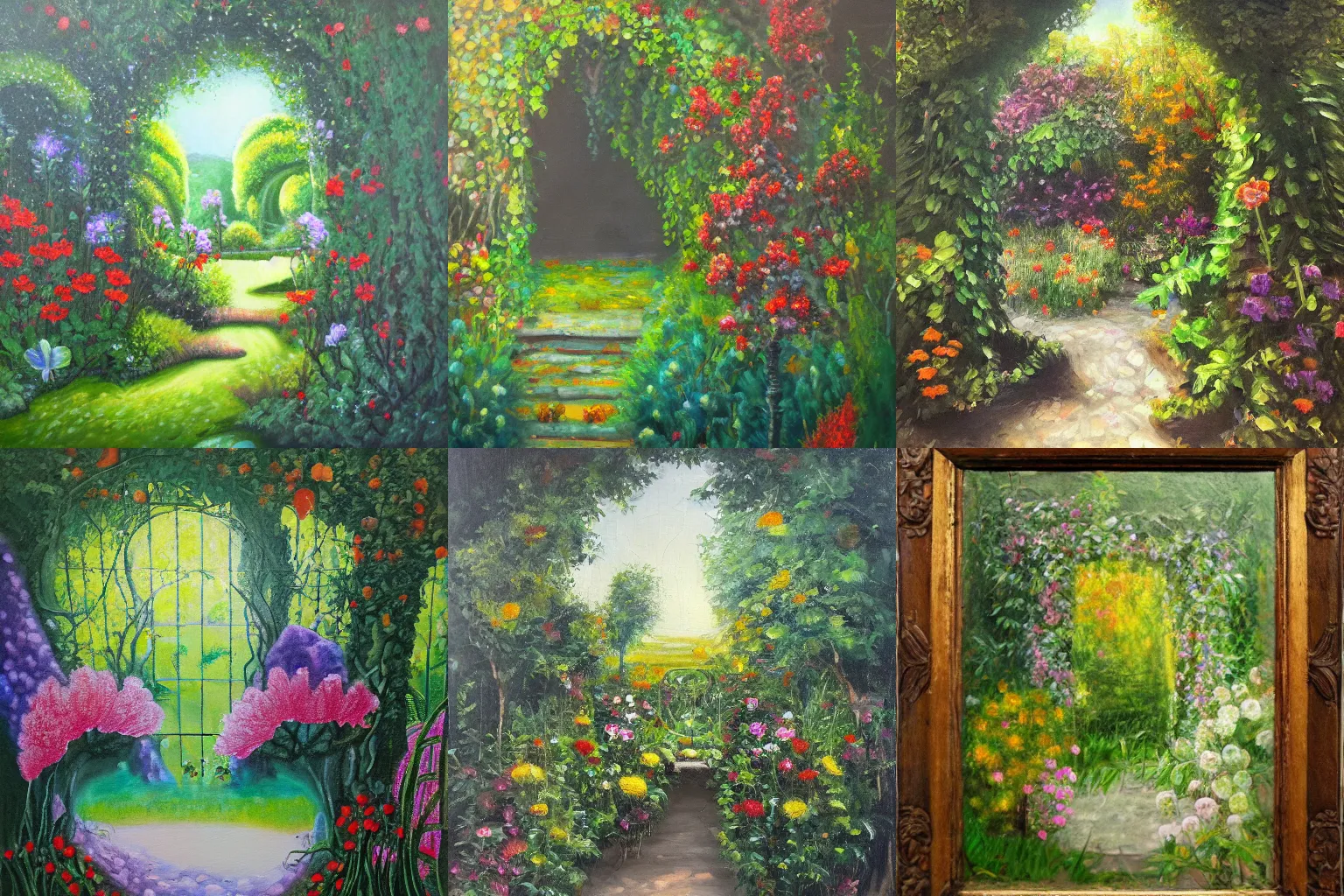 Prompt: a secret garden, oil on canvas