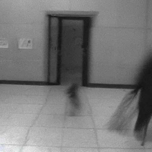 Prompt: cctv footage of a spirit attacking a person