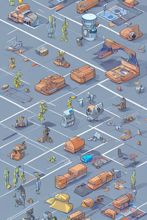 Prompt: isometric design, sprite sheet, game resources, futuristic van by josan gonzalez