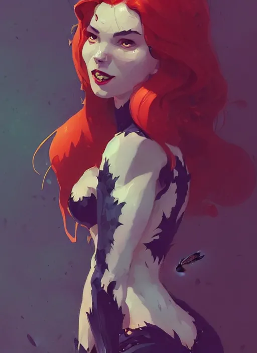 Prompt: highly detailed portrait of poison ivy and batman, magnificent, photographic realistic background, by atey ghailan, by greg rutkowski, by greg tocchini, by james gilleard, by joe fenton, by kaethe butcher, trending on instagram, award winning details