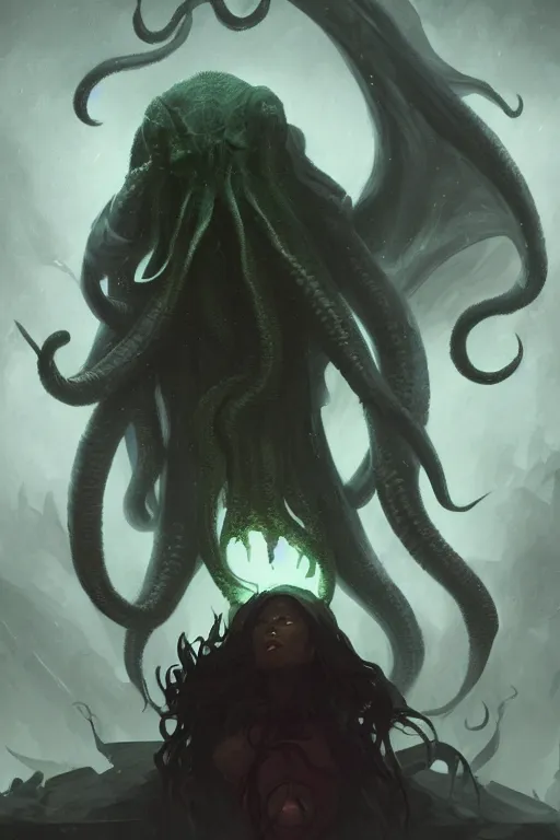 Prompt: cthulhu, storm, digital art, magic the gathering, mtg, by greg rutkowski, trending on artstation