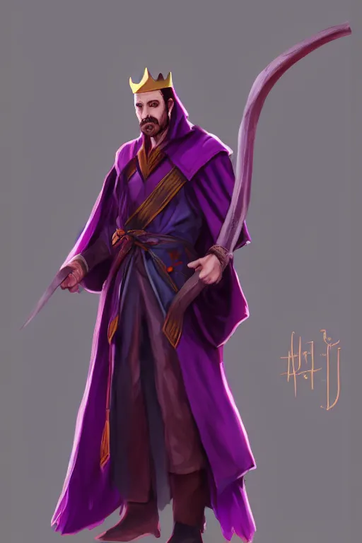 Image similar to king with a purple and scarlet robe, artstation