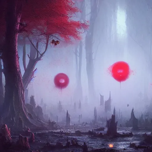 Prompt: Horrifying hyper realistic vampire in a beautiful lsd multiverse, Greg Rutkowski matte painting, post-processing, fantasy , masterpiece , painting , vibrant colors