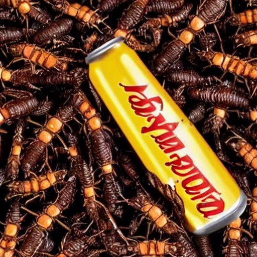 Prompt: a cola brand logo advertising a cola made from cockroaches