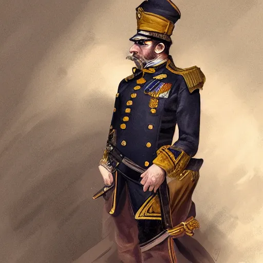 Image similar to man wearing a 19th century admiral uniform, intricate, elegant, highly detailed, digital painting, artstation, concept art, matte, sharp focus, illustration