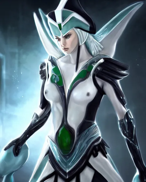 Prompt: perfect white haired attractive egyptian god, warframe armor, beautiful, symmetric, dreamy, half asian,, green eyes, charlize theron, detailed, scifi platform, laboratory, experiment, 4 k, ultra realistic, epic lighting, android body, illuminated, cinematic, masterpiece, art by akihito tsukushi, voidstar