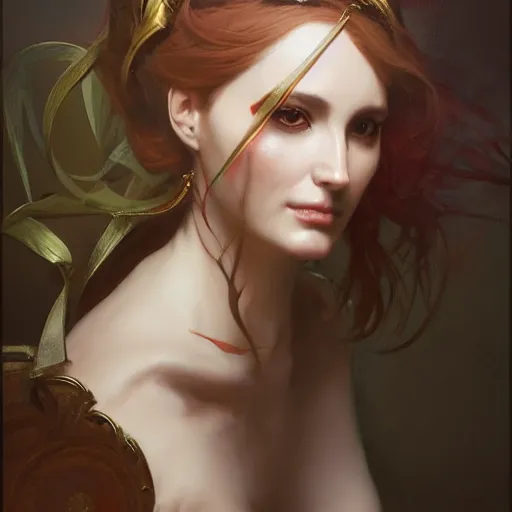 Prompt: A portrait of Kimberly Kane as the goddess of love, Stjepan Sejic, Ruan Jia, and Mandy Jurgens, and Artgerm, and william adolphe bouguereau, highly detailed, trending on artstation, award winning, H 768