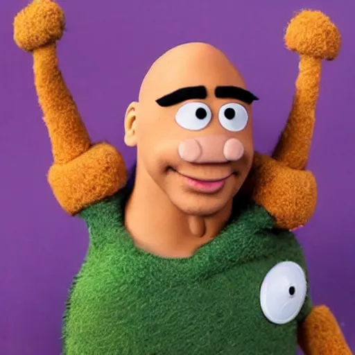 Prompt: Dwayne The Rock Johnson depicted as a muppet