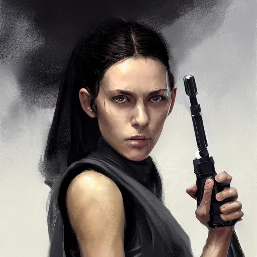 Image similar to portrait of a woman by greg rutkowski, jedi knight anya solo, black bob hair, tall and slender, star wars expanded universe, wearing white jumpsuit, she is about 2 0 years old, highly detailed portrait, digital painting, artstation, concept art, smooth, sharp foccus ilustration, artstation hq