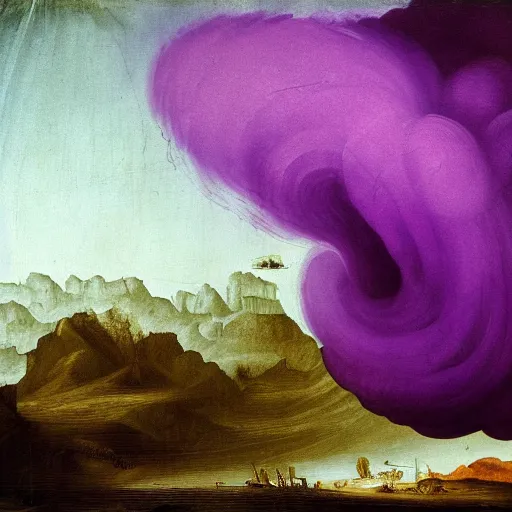 Image similar to Extremely Beautiful Purple Tornado painting by Leonardo Da Vinci, UHD, 4K wallpaper