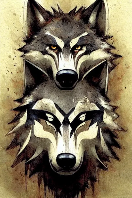 Image similar to ( ( ( ( ( traditional stylized wolf mask. muted colors. ) ) ) ) ) by jean - baptiste monge!!!!!!!!!!!!!!!!!!!!!!!!!!!