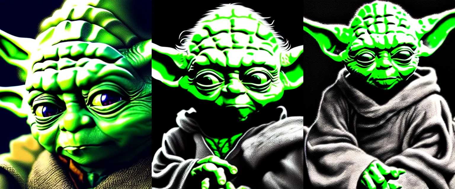 Prompt: yoda fantasy art portrait, ultra realistic, cinematic, wide angle, intricate details, highly detailed