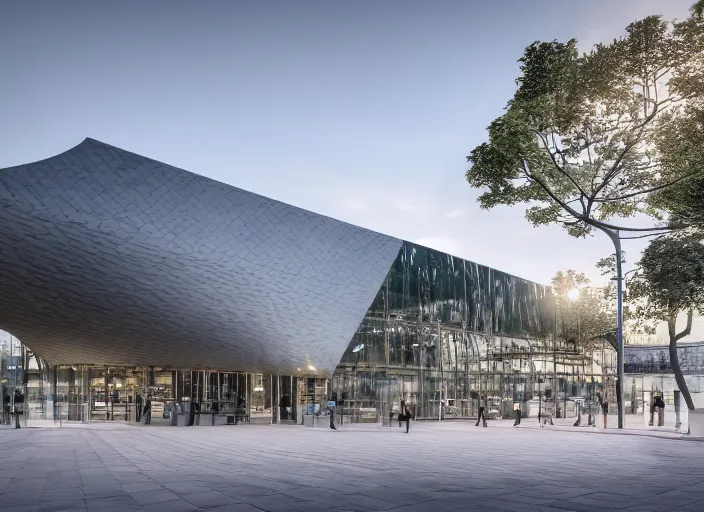 Prompt: mercedes exhibition center exterior designed by antoni gaudi, photorealistic octane render 8 k, 2 8 mm