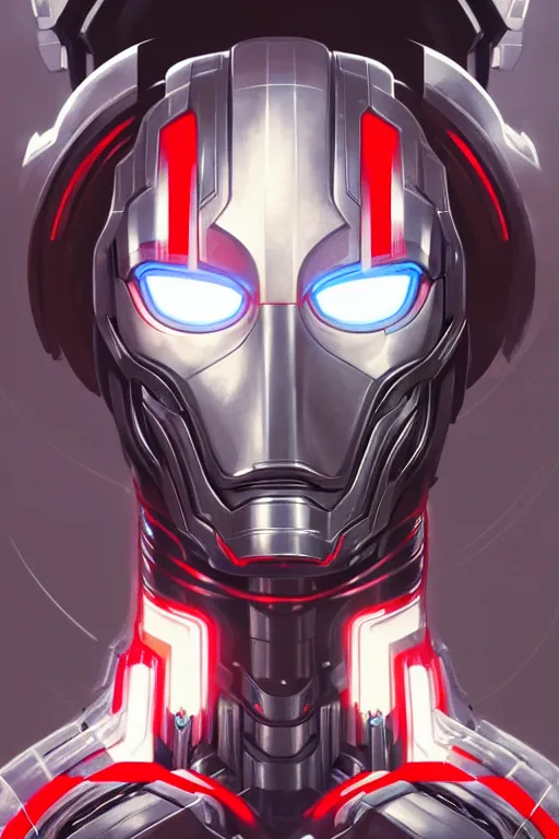 Prompt: a portrait of ultron, fantasy, sharp focus, intricate, elegant, digital painting, artstation, matte, highly detailed, concept art, illustration, ambient lighting, art by ilya kuvshinov, artgerm, alphonse mucha, and greg rutkowski