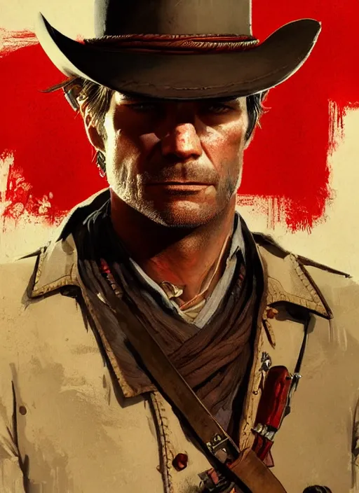 Image similar to highly detailed portrait of timothy olyphant red dead redemption art, unreal engine, fantasy art by greg rutkowski