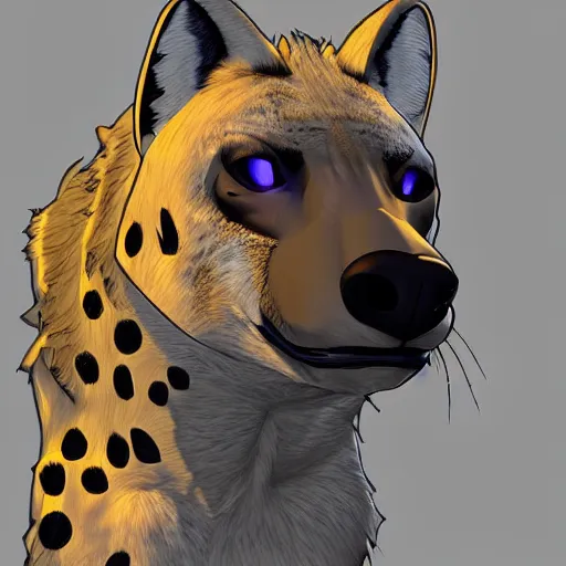 Prompt: a hyena fursona, furry, trending on artstation, furaffinity, bright color palette - n 9