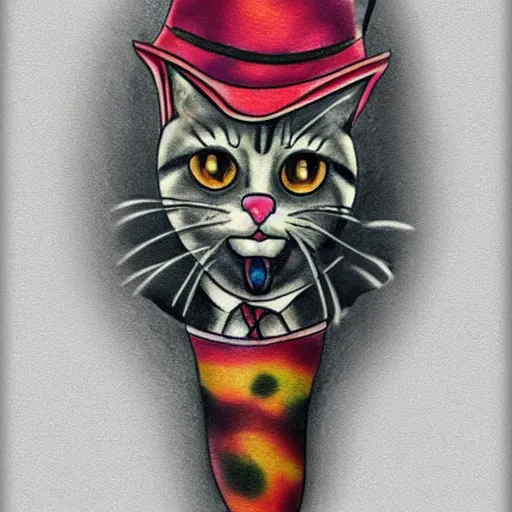 Image similar to clown cat tattoo design