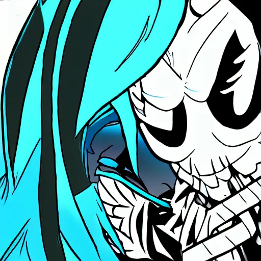 Image similar to digital drawing of Undyne the Undying from the game Undertale