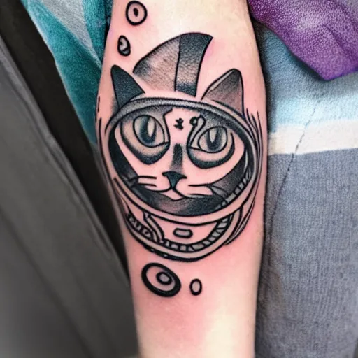 Image similar to tattoo sketch in polynesian style cat hugging the sun