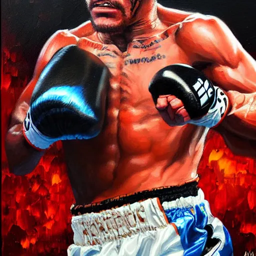 Image similar to tony ferguson knocked out, trending on artstation, detailed art, oil painting