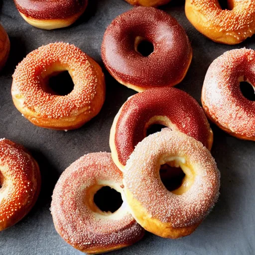 Image similar to erupting volcano on small spitting delicious donuts