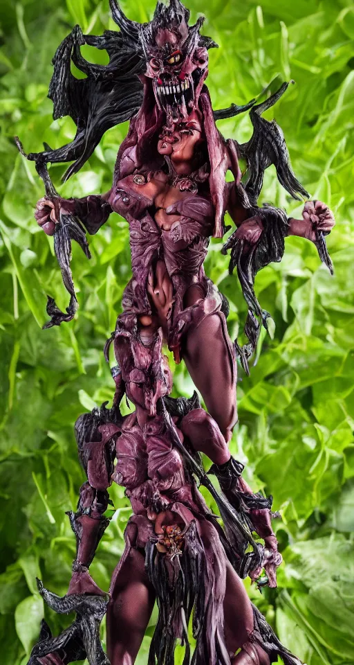 Image similar to craxula, the filipina demon from hell, actionfigure with play set with coffin and graveyard, smoke, photorealistic, hdr, 8 k, designed by hasbro mezco and yasushi nirasawa