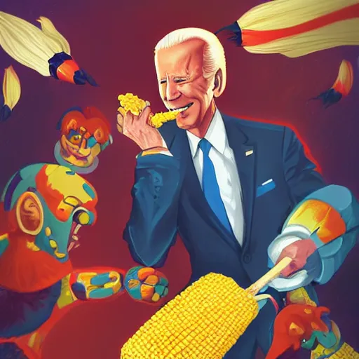 Image similar to joe biden fights corn pop, artstation, award - winning, art contest,